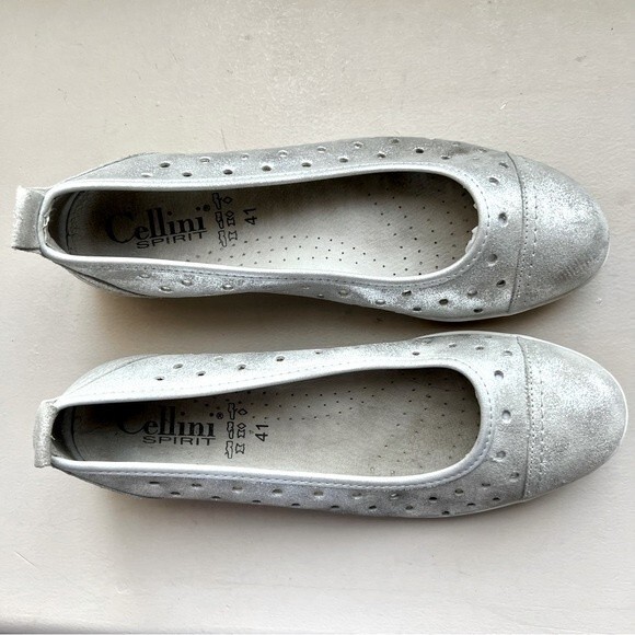 Cellini Spirit Metallic‎ Silver Italian Leather Ballet Flat Women EU 41 US 10 - Picture 6 of 14